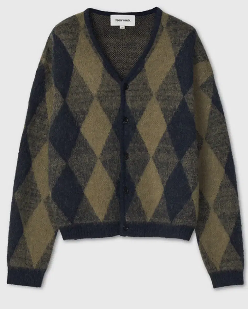 토니웩 Brushed Mohair Argyle Cardigan L